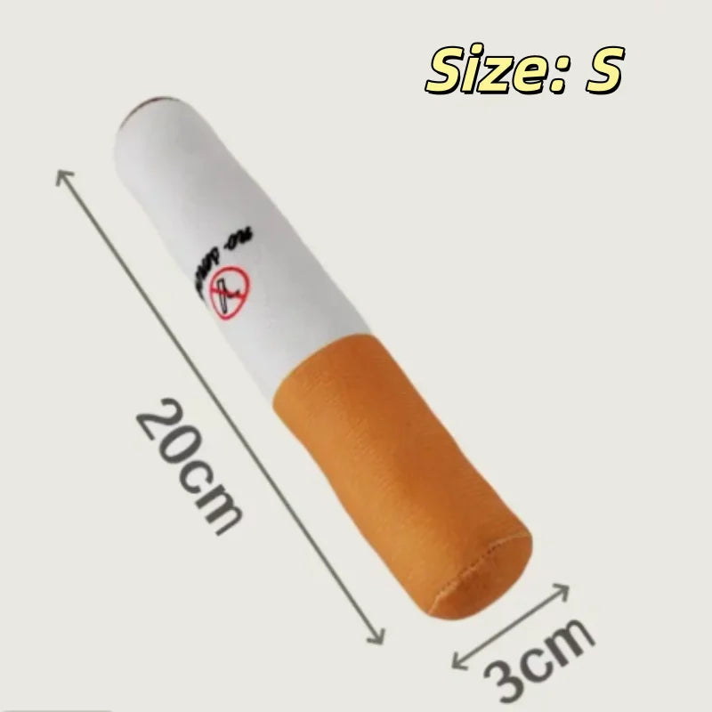 Brinquedo de Pelúcia Engraçado para Pets Cigarro Fumaça Grande Squeak para Cães Brinquedo Interativo de Mastigar Molar Resistente à Mordida Falso Cigarro Brinquedo para Cães