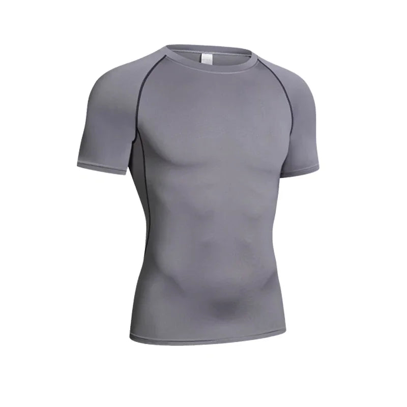 Camiseta Esportiva de Compressão Masculina Manga Longa Corrida Camisa Fitness Elástica Atlética Treino de Academia Esportiva Top