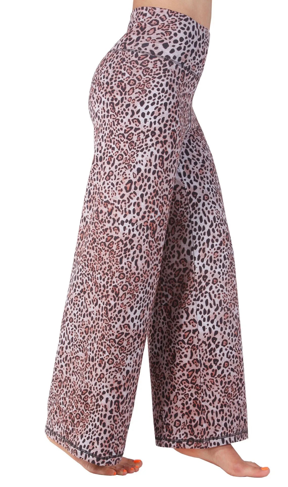 Calça Feminina Casual de Cintura Alta com Perna Larga para Yoga, Macia, com Bolsos