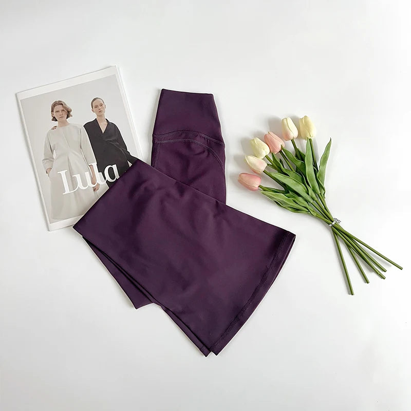Calça Flare Feminina de Cintura Alta para Yoga, Academia, Pilates, Corrida, Legging Esportiva Confortável e Estilosa com Toque "Naked Feel"