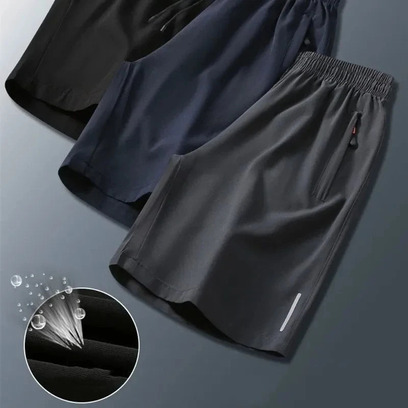 Shorts Masculinos de Verão Seda Gelada Corrida Academia Esporte Secagem Rápida Respirável Praia Fitness Jogging Casual Esportivo