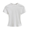 2025 Nova Camiseta Casual de Alta Qualidade Sexy Slim Manga Curta Tendência da Moda Sólida Roupa Feminina Blusas Y2K 1 - BRANCO M