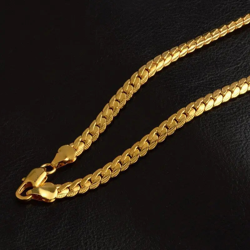 Corrente AU750 Ouro 18K 5MM Minimalista com Pingente Lateral, Gargantilha Ajustável de 20-60cm para Homens e Mulheres, Colar de Luxo para o Dia a Dia