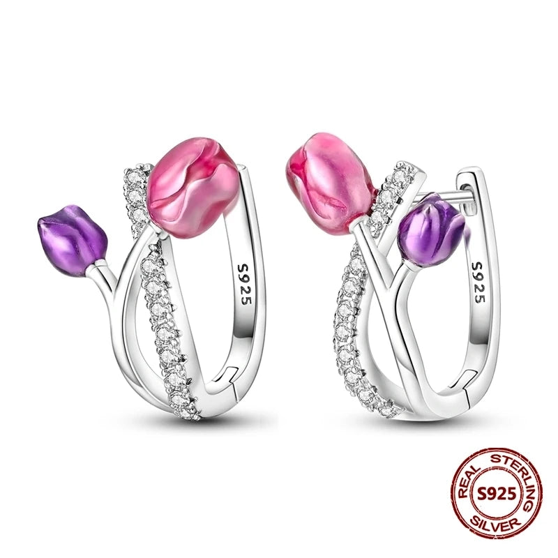 Brincos Trevo de Quatro Folhas Prata 925 Zircônia Original Borboleta Libélula Camaleão Abelha Flor Brincos Femininos Joia de Presente