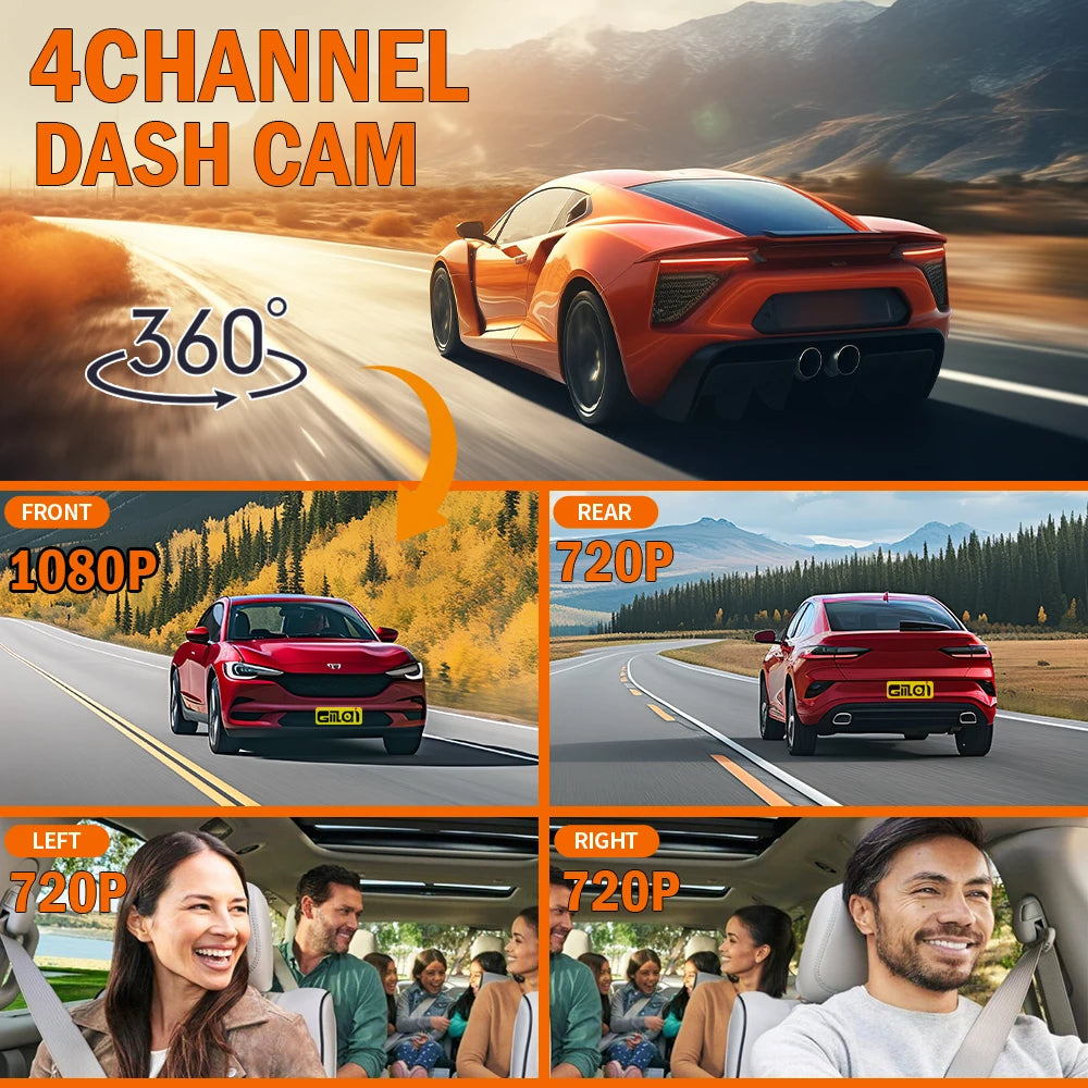 Dashcam para carros - 4 Canais - Black Box WiFi