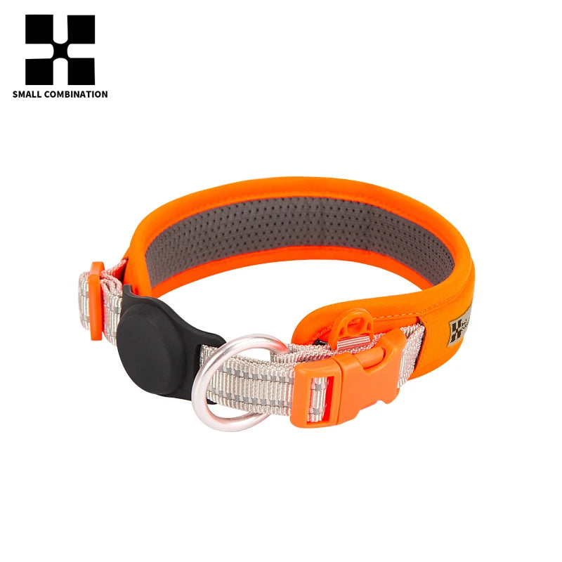 Coleira de Cachorro AirTag Personalizada Ajustável Nylon Refletiva Acolchoada para Cães de Pequeno Médio Grande Porte Acessórios