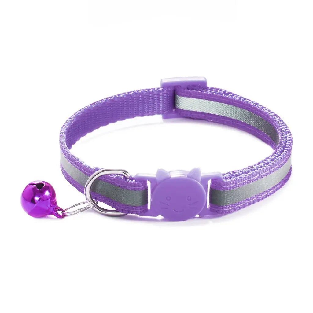 Cute Fashion with Bells Adjustable Size Cat Head Pattern Nylon Buckles Kitten Decor Cat Neck Strap Pet Accessories Cat Collar