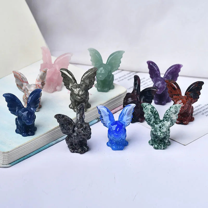 Estatueta de Gárgula de Cristal Decoração de Casa Bruxaria com Pedras Preciosas