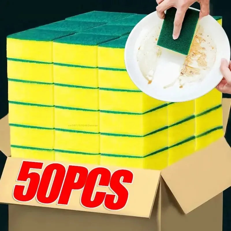 50/1 Peça Esponja de Limpeza de Louça de Cozinha Macia Absorvente Limpa Esfregar Panela Esponja de Aço Removedora de Ferrugem Kits Escova de Limpeza Doméstica