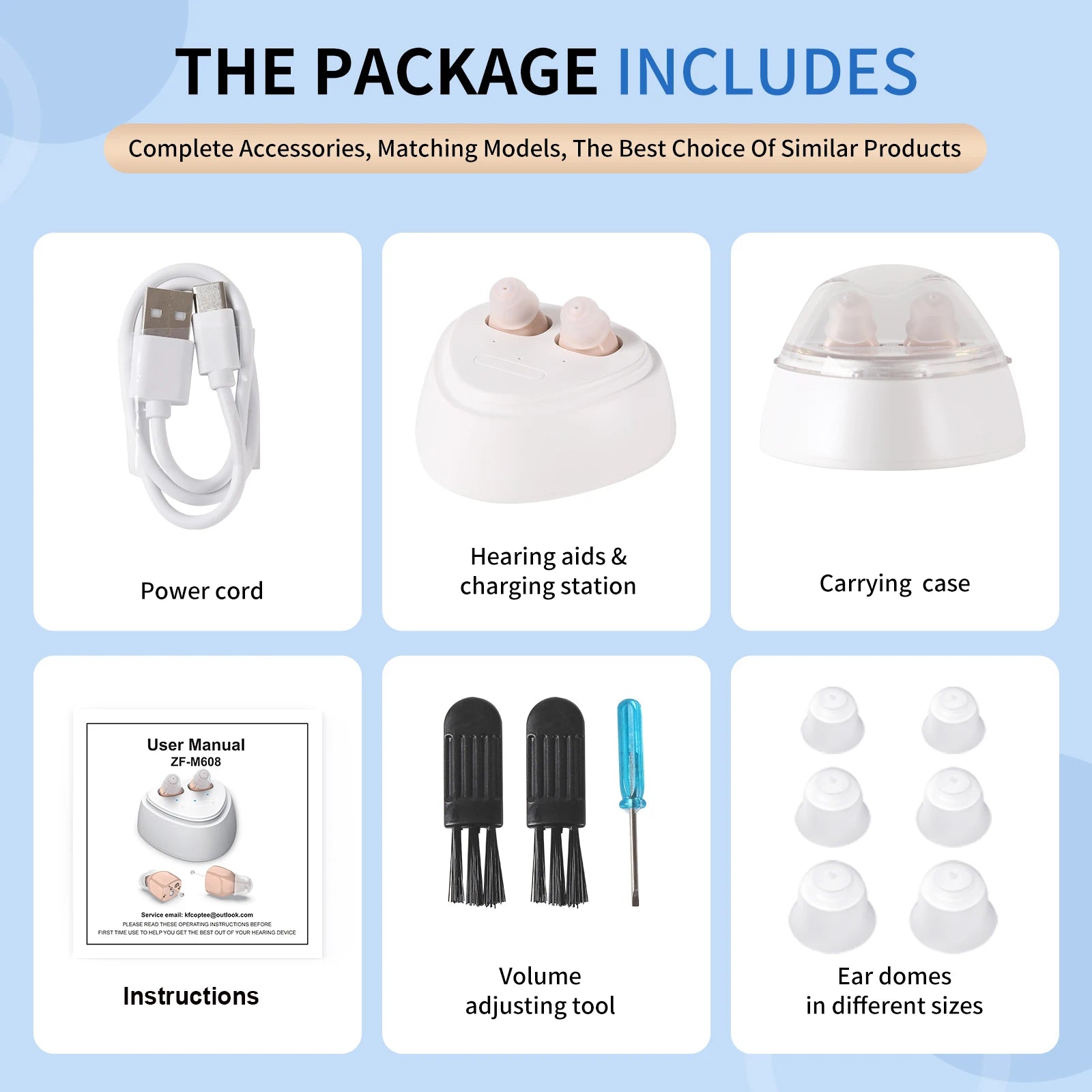 hearing earbuds amplifier, equipped with a USB charging dock, with adjustable volume, adult use as a hearing earphones aids.