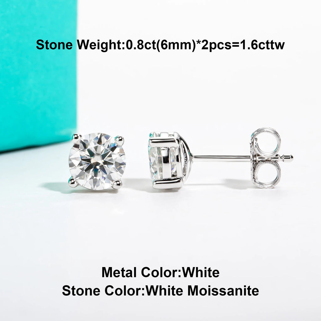 AnuJewel 10k Gold 4/3/2/1.6/1/0.6ct Moissanite Stud Earrings For Women Real 10K Gold Post Anti-allergy Men Earrings Jewelry