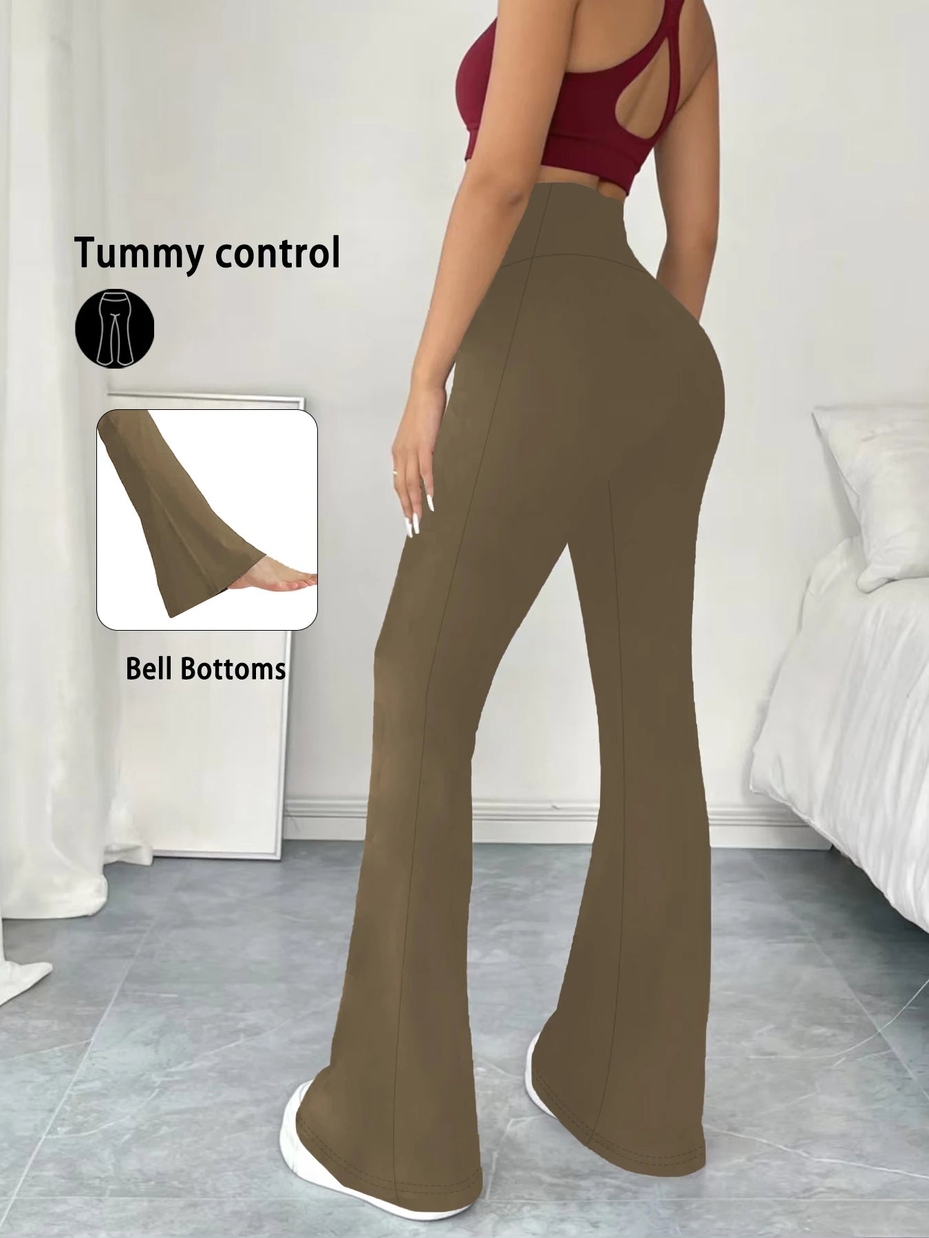Women's Super Soft Flare Pants High Waisted Tummy Control Workout Yoga Leggings Bell Bottoms