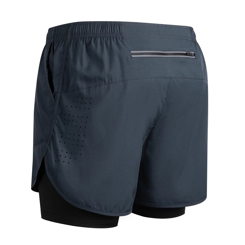 Shorts de corrida refletivos masculinos de verão Fitness de secagem rápida dupla camada shorts masculinos de treino de exercícios de musculação