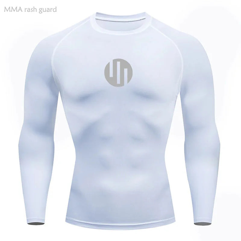 Camisa de Compressão Manga Longa Masculina para Corrida Treino Academia Esportes Roupa Íntima de Secagem Rápida Antissuor Protetor Solar Segunda Pele Masculina