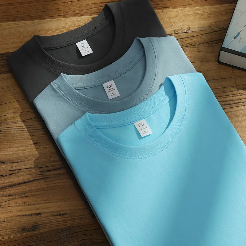 Camiseta de verão feminina algodão 2026 cor sólida solta camiseta casual coreana tops malha regata manga curta gola redonda feminina blusas