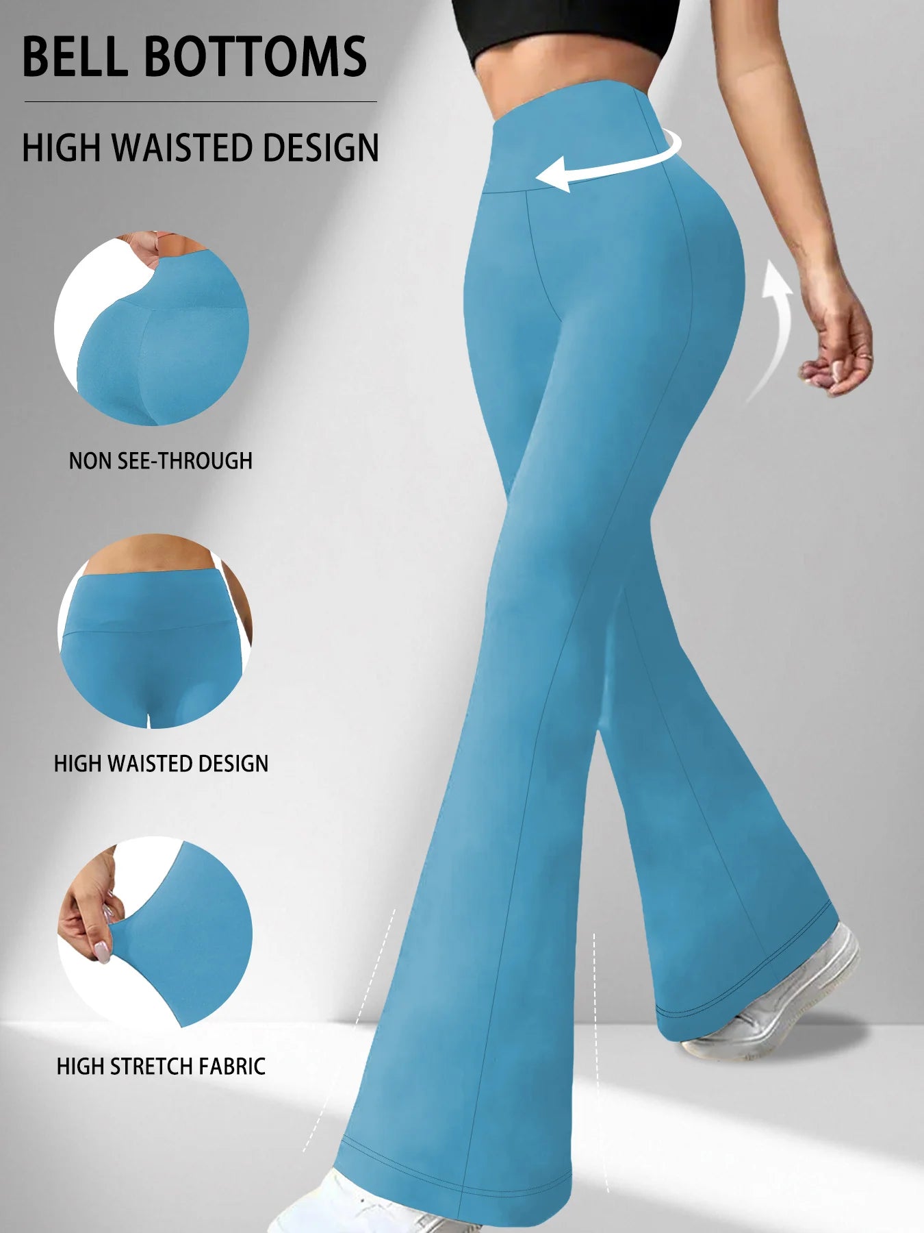 Women's Super Soft Flare Pants High Waisted Tummy Control Workout Yoga Leggings Bell Bottoms