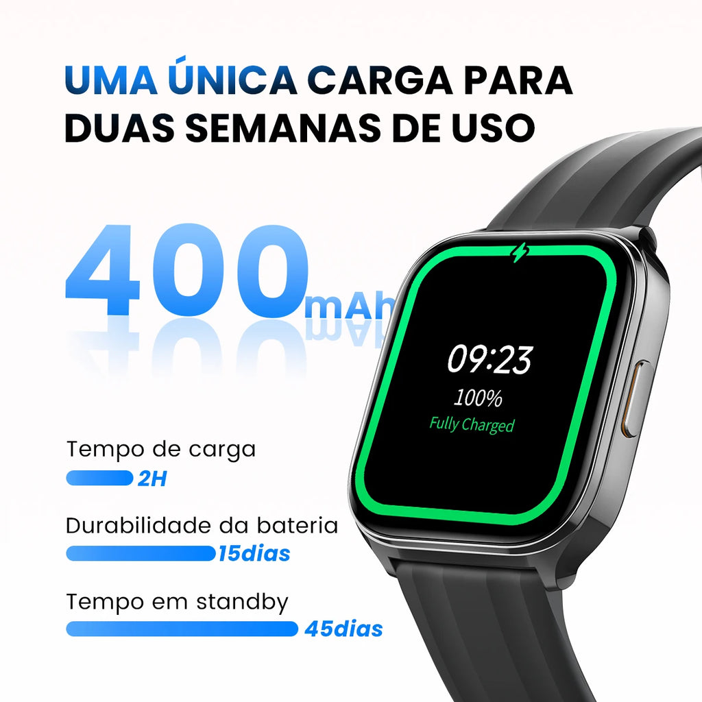 Smartwatch HAYLOU Watch 3 com Chamada de Voz Tela AMOLED de 1,85'' Monitoramento de Saúde 24h 150+ Modos Esportivos Relógio Inteligente À Prova d'Água 1ATM