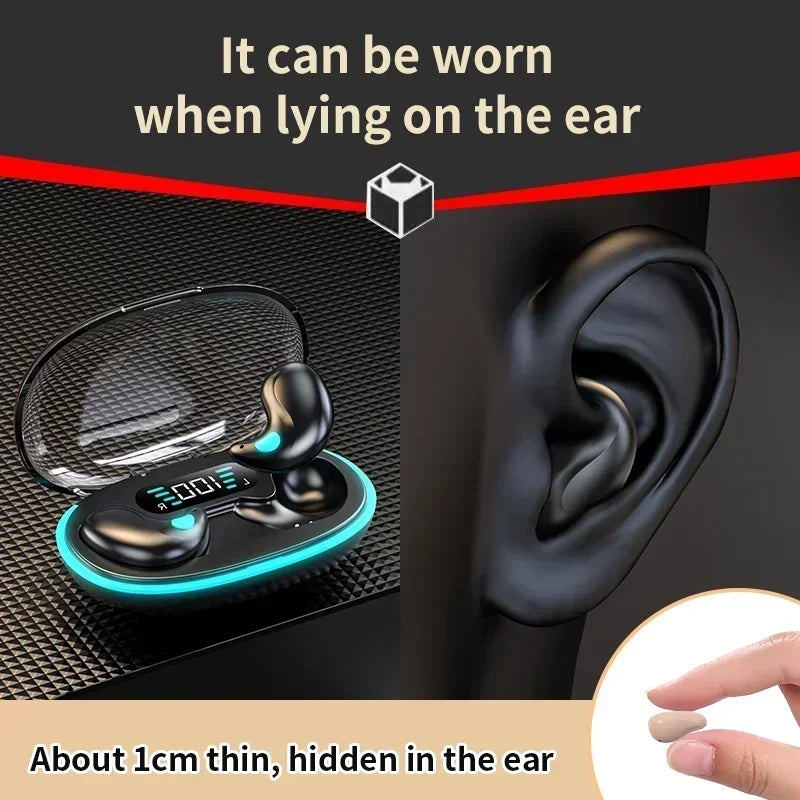 X55 Fones de Ouvido Sem Fio Mini Fones para Dormir TWS Bluetooth Estéreo Headsets Ocultos com Microfone Chamada HD Esporte