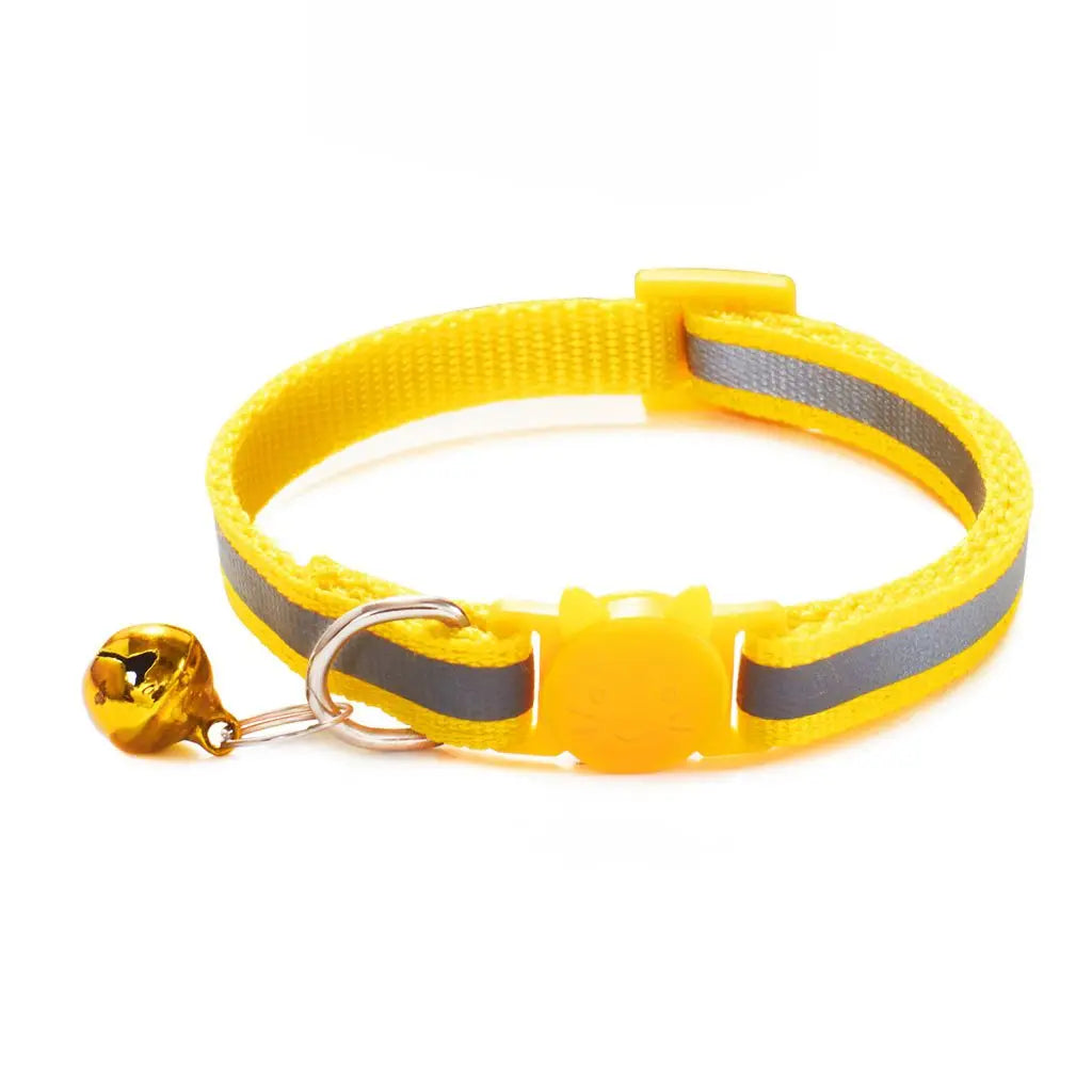 Cute Fashion with Bells Adjustable Size Cat Head Pattern Nylon Buckles Kitten Decor Cat Neck Strap Pet Accessories Cat Collar