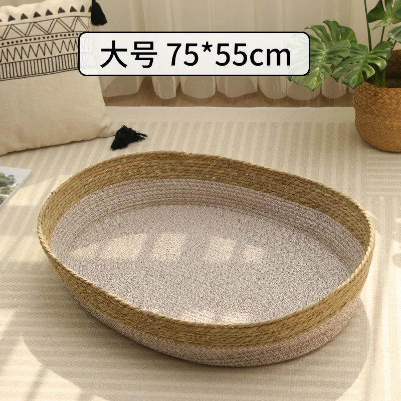 Natural Rattan Cat Bed Nest Universal Seasons Pumpgrass Portable Pet Bed Internet Celebrity Pet Products Haustierbett XY40CWC