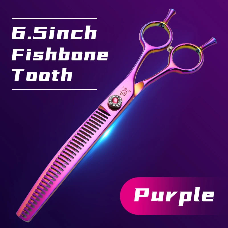 Fenice Professional JP440c 7 polegadas Tesoura para Cães de Estimação de Alta Qualidade Curva Tesoura para Desbaste Tesoura para Tosa Dentada