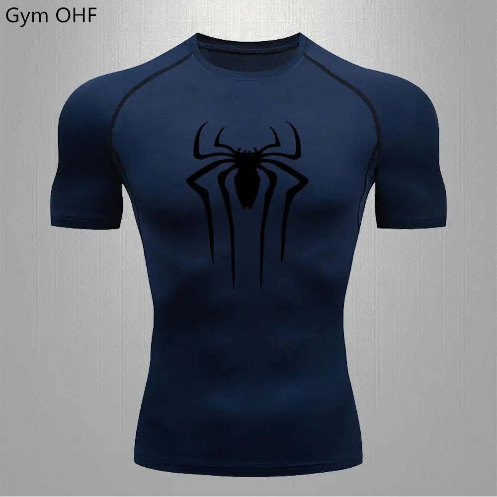 Camiseta Compressão Masculina Spider — Performance e Visual Único