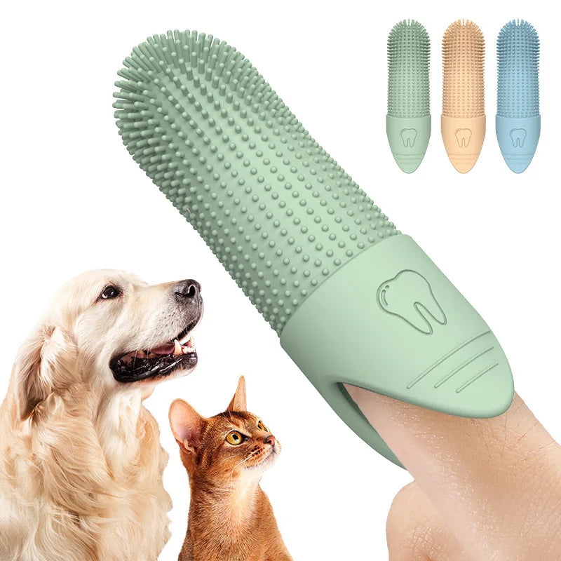 Escova de Dedo para Dentes de Cães, Escova de Dedo para Limpeza 360° para Cães, Escova de Dedo de Silicone de Grau Alimentício para Cães e Gatos Cuidado Dental