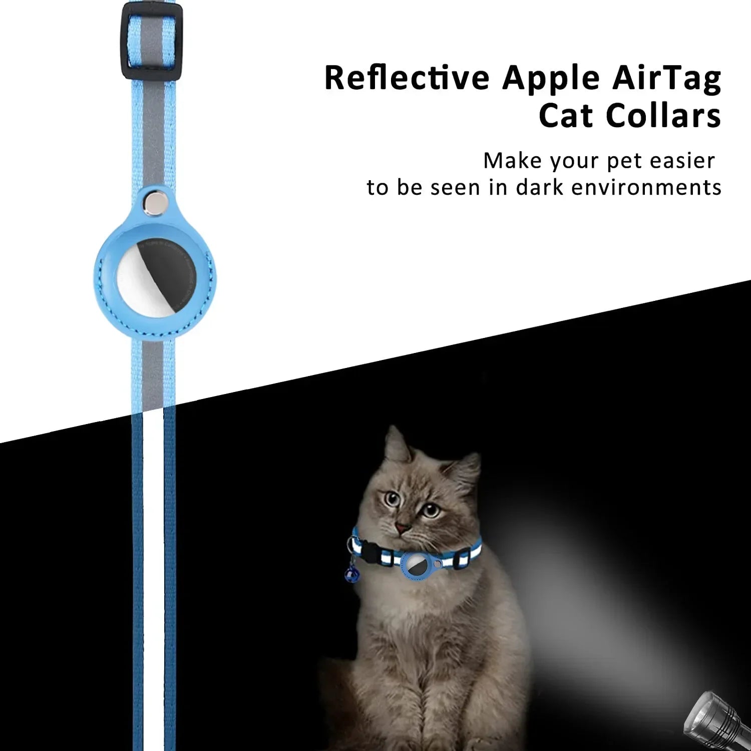 Cat AirTag Holder Collar Breakaway Reflective Strips Adjustable...