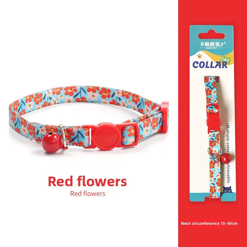 Cat collar Kitten woven necklace Collar bell Anti-choking Comfort Safety buckle Pet decoration