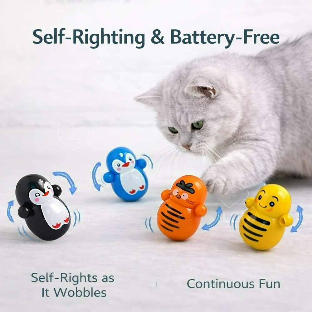 Set of 5 Wobbling Toys for Indoor Cats Designed To Roll Back Upright for Cat Enrichment