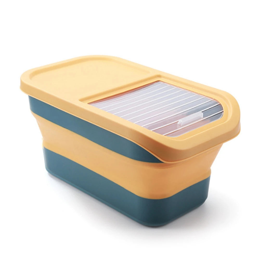 Recipiente Dobrável para Ração de Cães e Gatos de 6/15 Litros, Caixa para Ração Seca de Gatos com Tampas, Recipientes Herméticos para Armazenamento de Grãos e Arroz de Cozinha