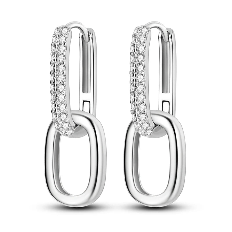Love Heart Earrings 925 Sterling Silver Original Shining Zircon Heart Hoop Earrings For Women Wedding Anniversary Jewelry Gift
