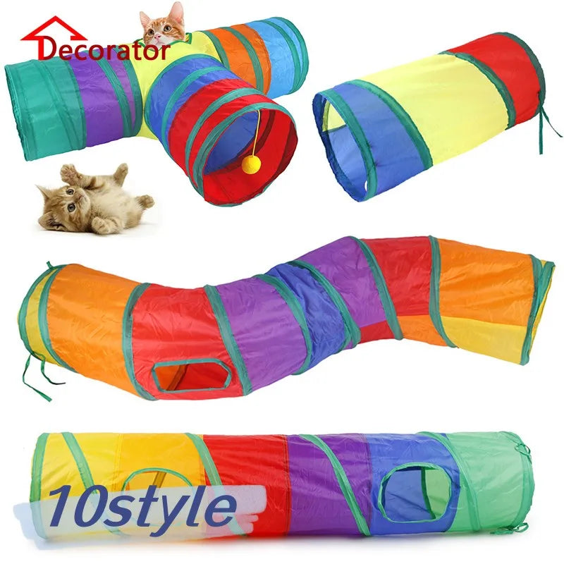 Túnel Dobrável para Gatos Brinquedo Interativo para Gatos e Filhotes Treinamento Divertido para Gatinhos Entediados Brinquedo de Túnel para Cães, Gatos e Coelhos