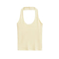Verão Novo Moda Feminina Slim Fit Sem Costas Básico Versátil Top Gola Halter 4424308 Estilo Casual Curto - P Amarelo