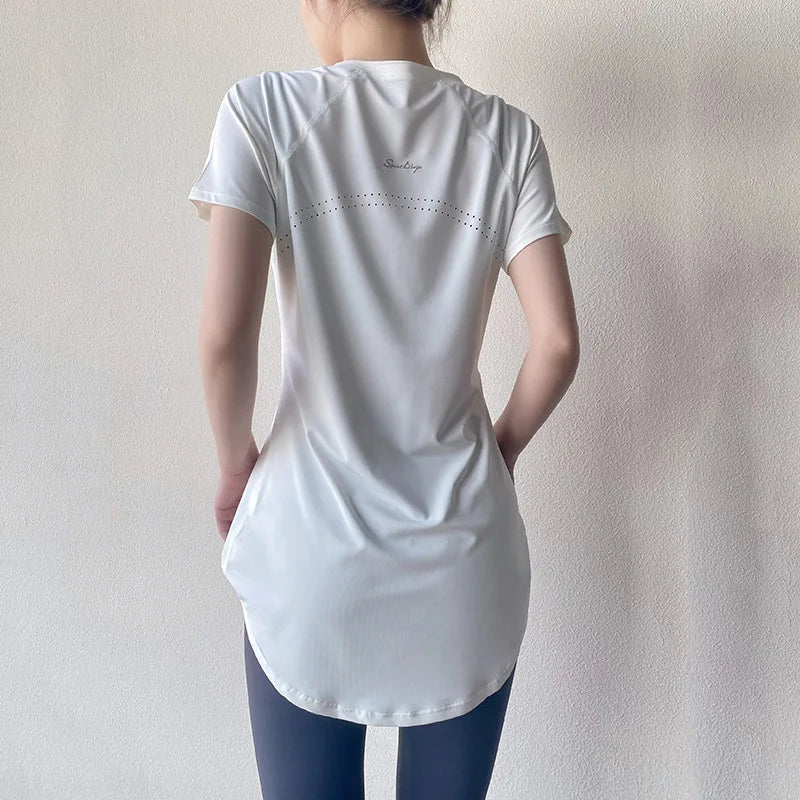 Sportswear Woman Gym 2026 Yoga Clothes Women T-Shirt Short Sleeve Quick Dry Fitness Top Breathable Slim Butt Cover Running Shirt