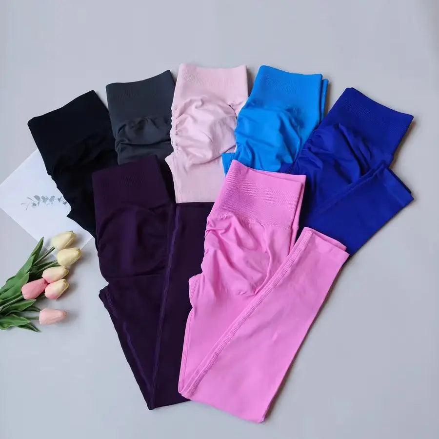 Legging Feminina Sem Costura de Cintura Alta para Academia Yoga Push-Up Calça Esportiva Elástica para Fitness Corrida Levanta Bumbum Academia Pilates