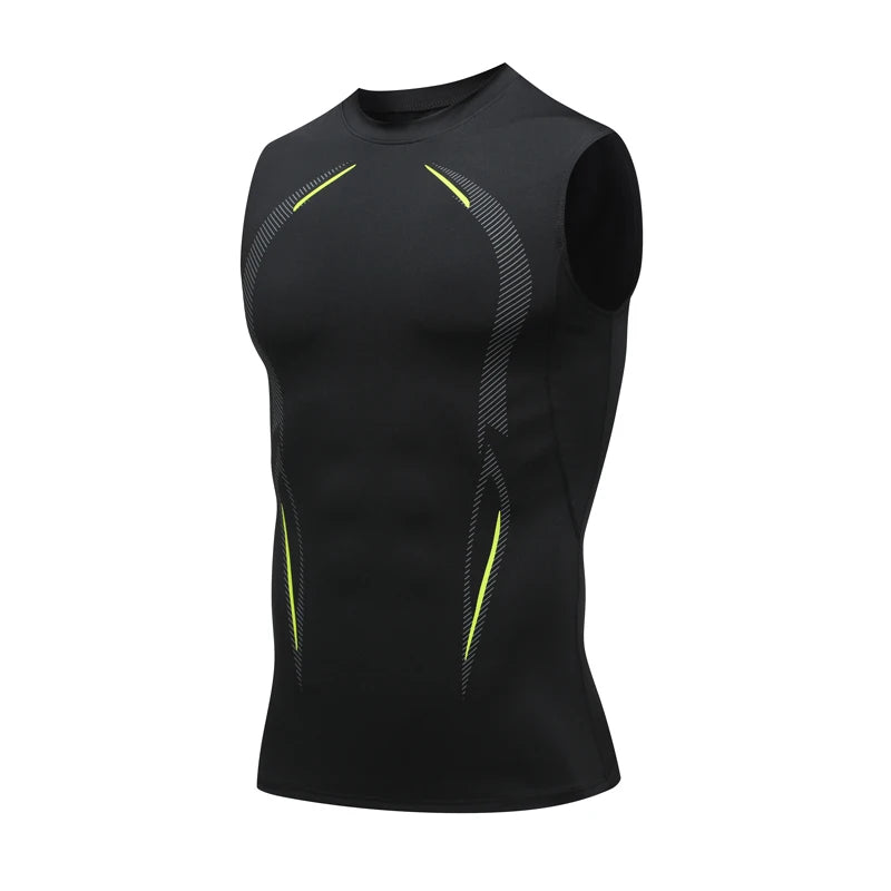 Camiseta Regata Masculina de Compressão Roupa de Ginástica Sem Mangas Dry Fit Estampada Esportiva Masculina Fitness Musculação Regata de Treino Musculosa