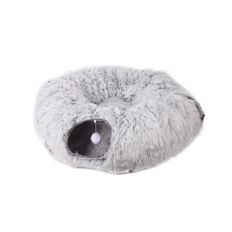 Foldable Fluffy Cat Bed Tunnel Toy for Winter Pet Supplies Cat Drilling Playhouse with Storage Home & Garden Cat Supplies