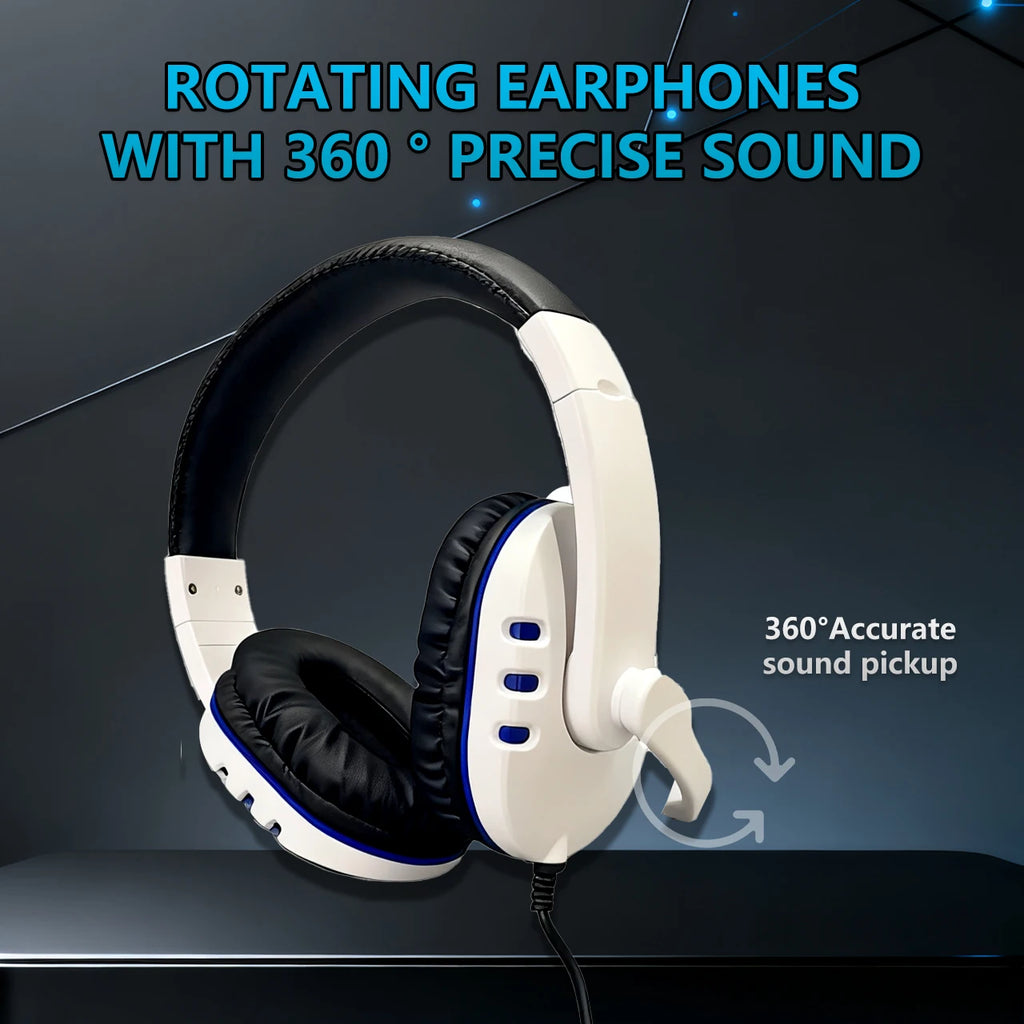 7260 Wired Headset with Mic，Ideal for Work Conferences、Study Documentation、Entertainment Gaming，Compatible with：PS4/PS5/Xbox One