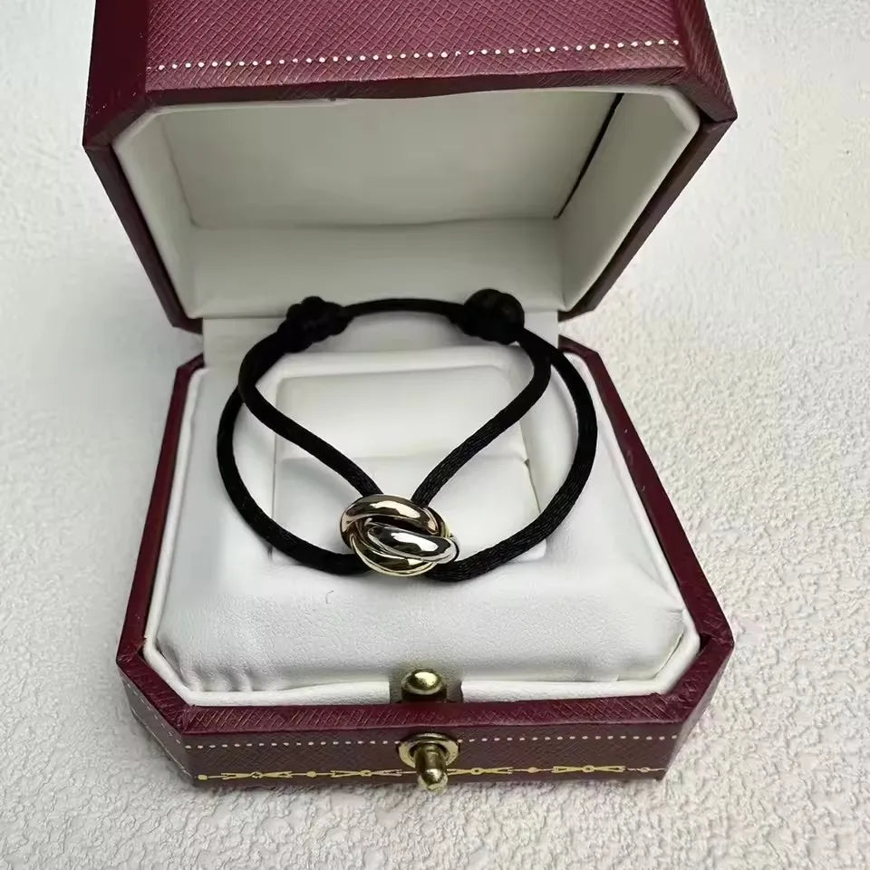 Classic luxury jewelry S 925 silver three ring tri color cross couple bracelet. Holiday gifts. Not fading. Not allergic