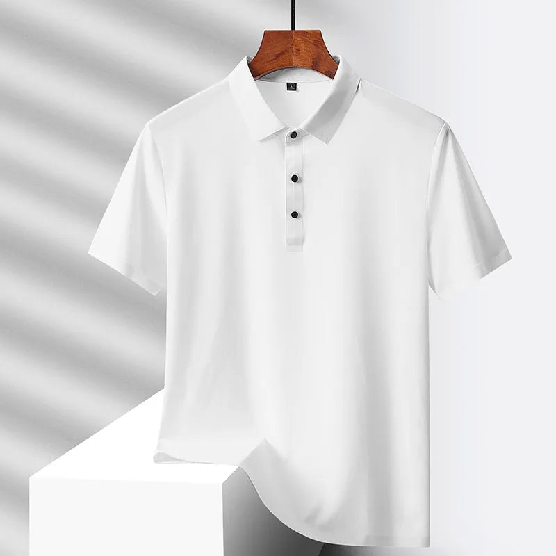 Roupa de verão de pai, camiseta masculina de manga curta de meia-idade, seda gelo de verão de secagem rápida, mei