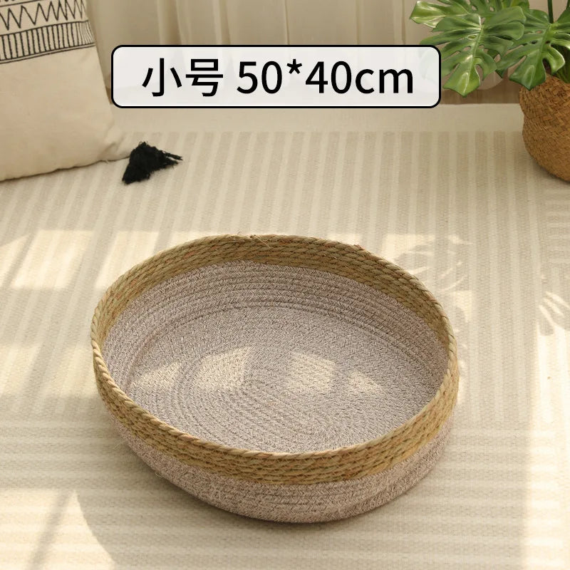 Natural Rattan Cat Bed Nest Universal Seasons Pumpgrass Portable Pet Bed Internet Celebrity Pet Products Haustierbett XY40CWC