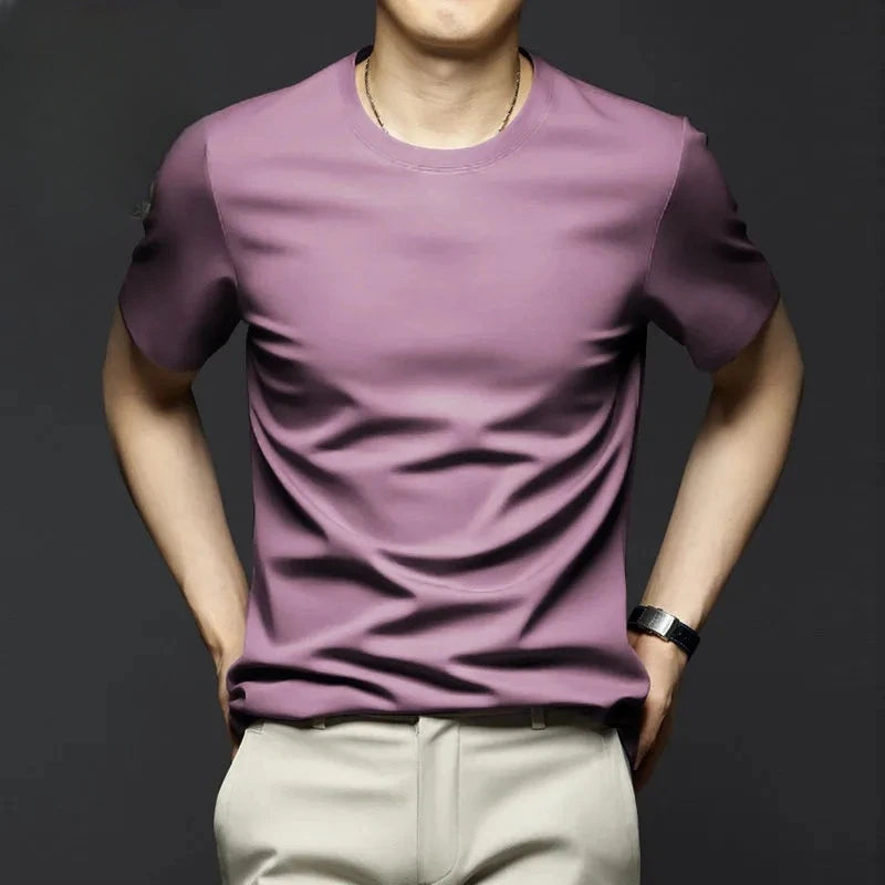 Minglu Modal Summer Men's T-shirts High Quality Short Sleeve Solid Color Round Collar Simple Casual Male Tees Plus Size 5XL