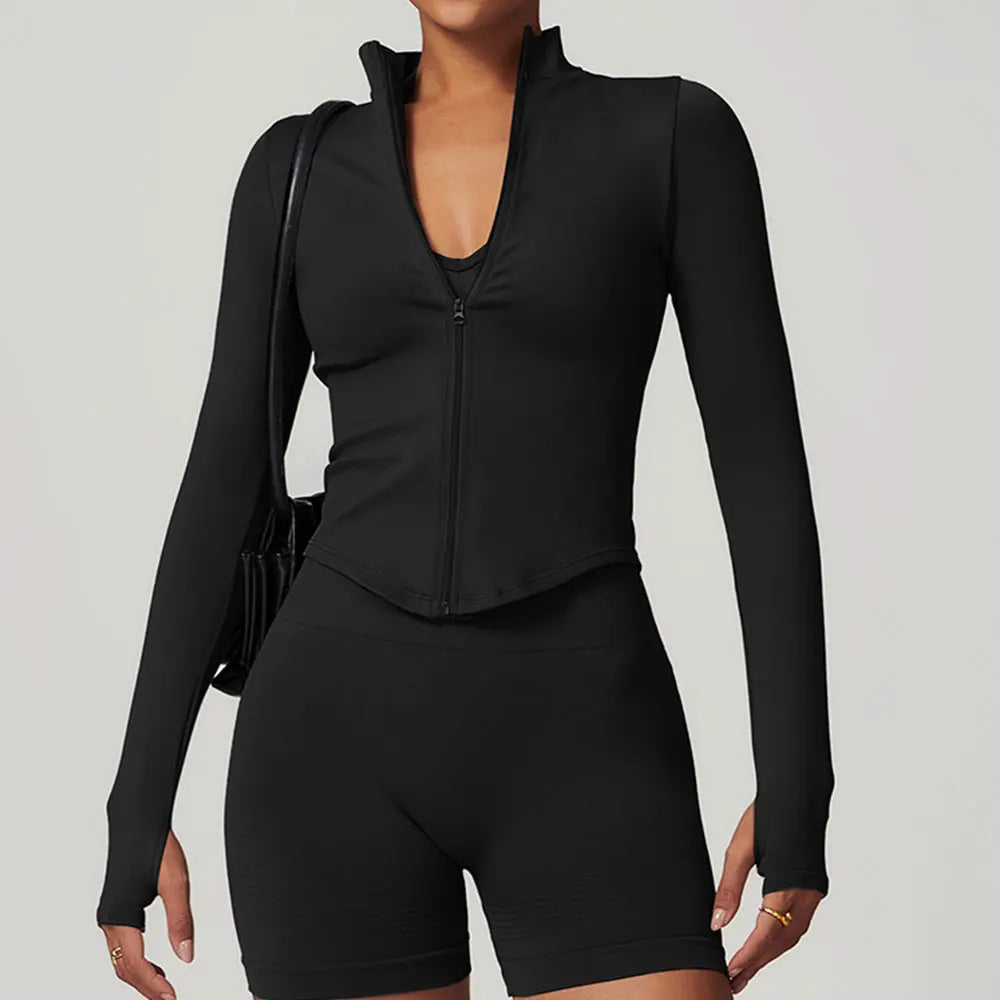 Jaqueta Cropped com Zíper Feminina — Estilo e Praticidade no Treino