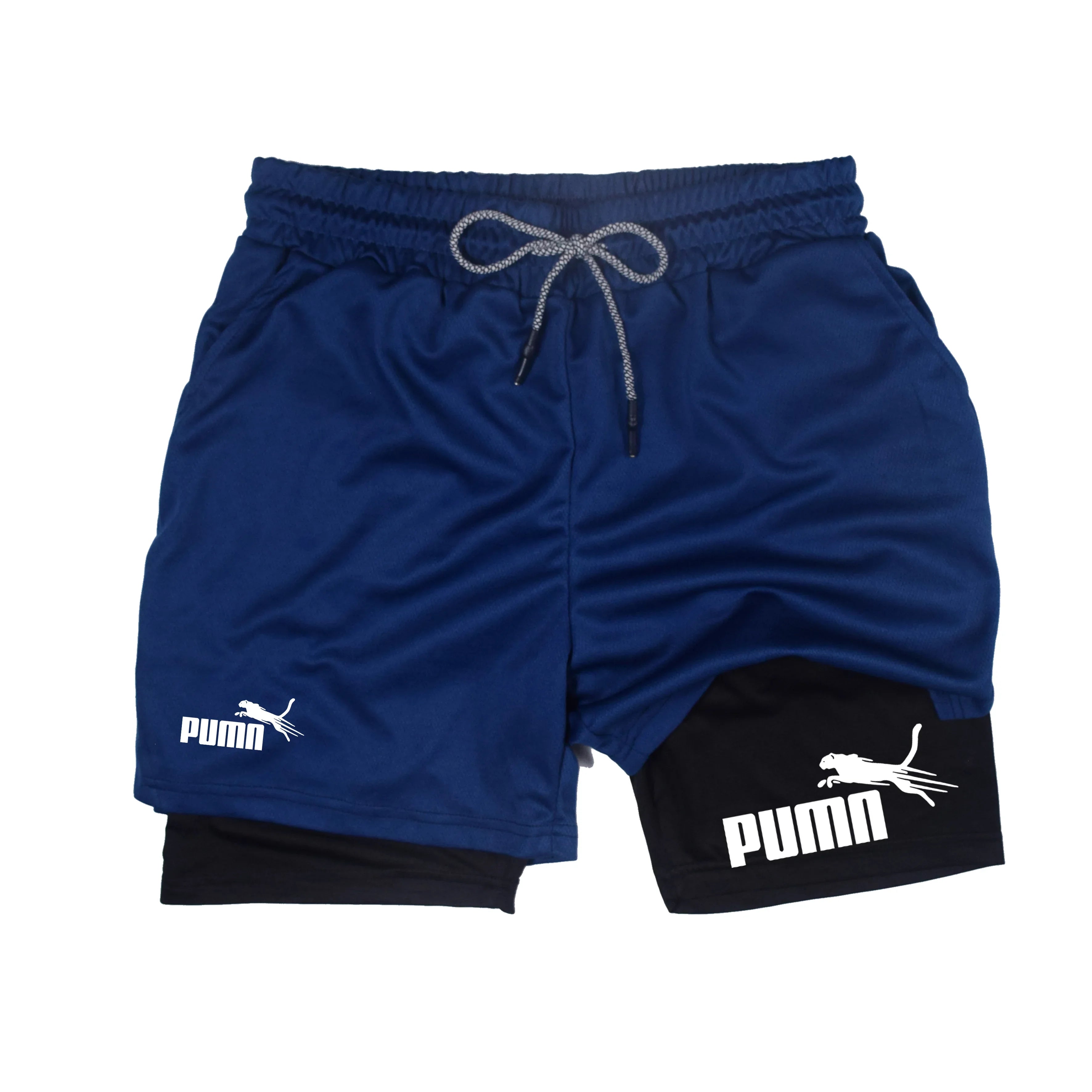 Summer Breathable Two-in-one Double-layer Shorts Men's Elastic...