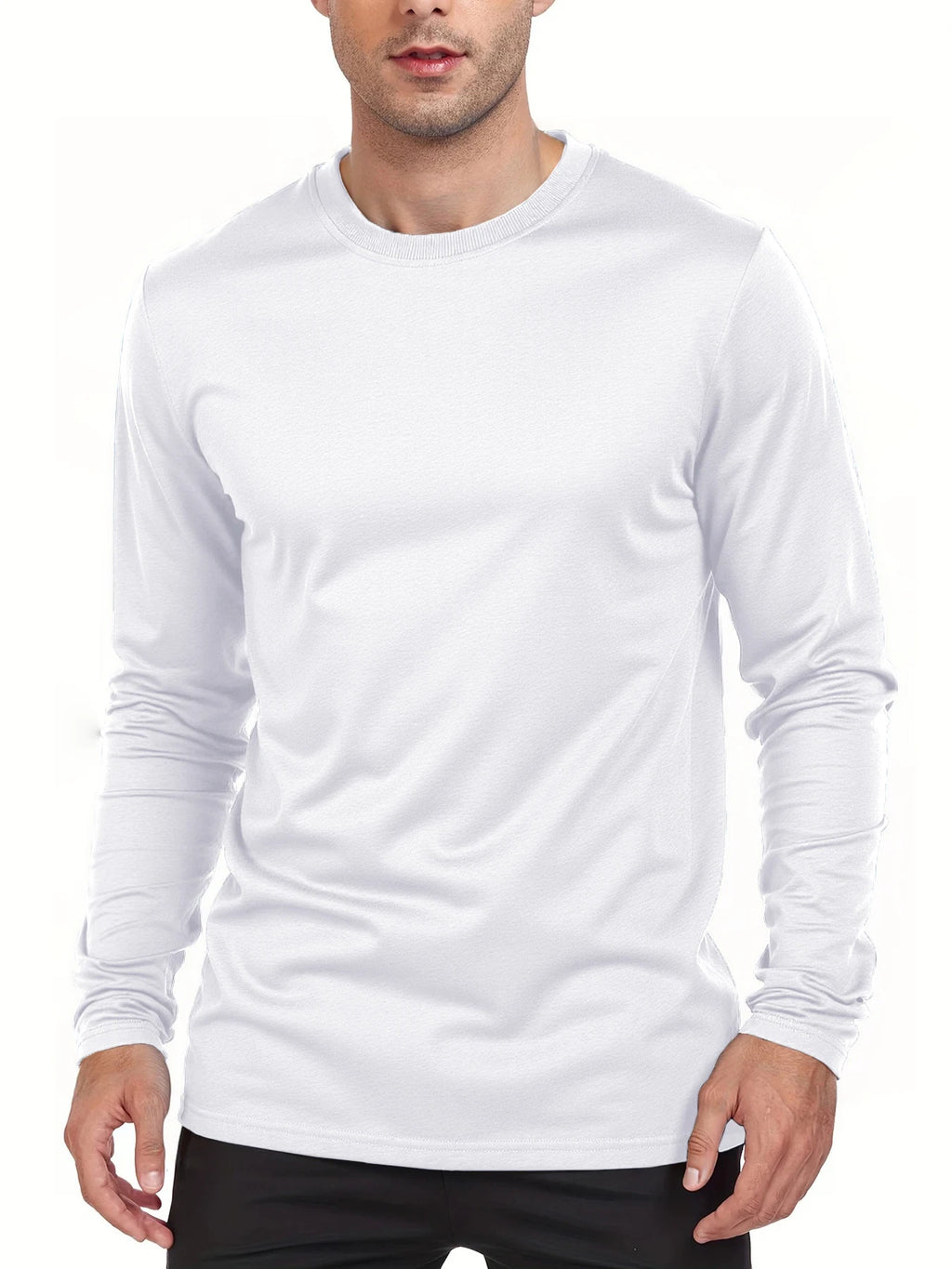 Camisetas Masculinas de Manga Longa Casuais Gola Redonda Que Absorvem a Umidade Camisetas Masculinas Tops Esportivos confortáveis versáteis Camisetas Masculinas