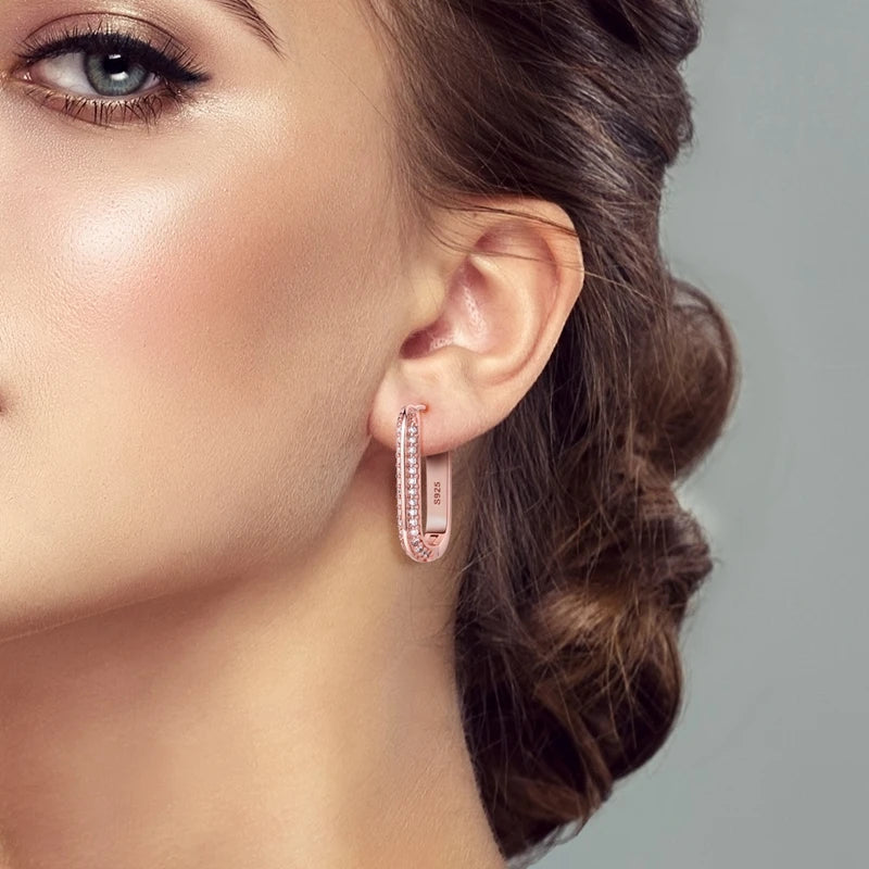Rose Gold Series 925 Sterling Silver Flamingo Giraffe Star and Moon Flower Earrings Elegant Party Jewelry Gifts
