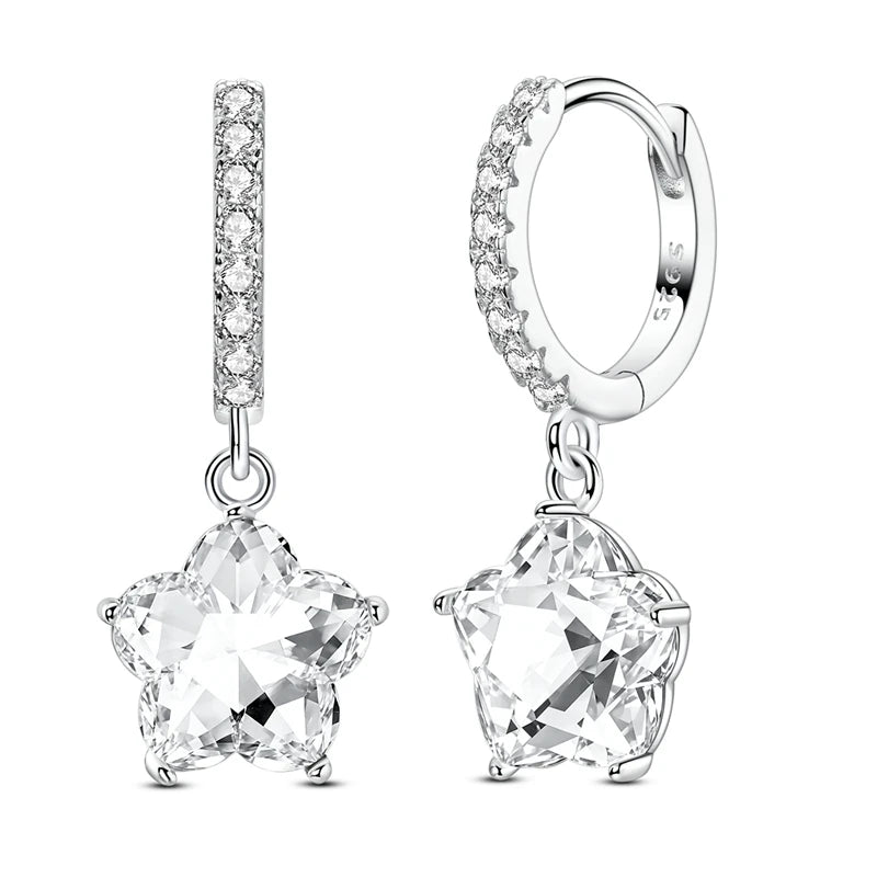 Orstarry 925 Sterling Silver Crystal Circular Eardrops Drop Earrings Women Earrings Charm Fashion Versatile Party Jewelry Gifts