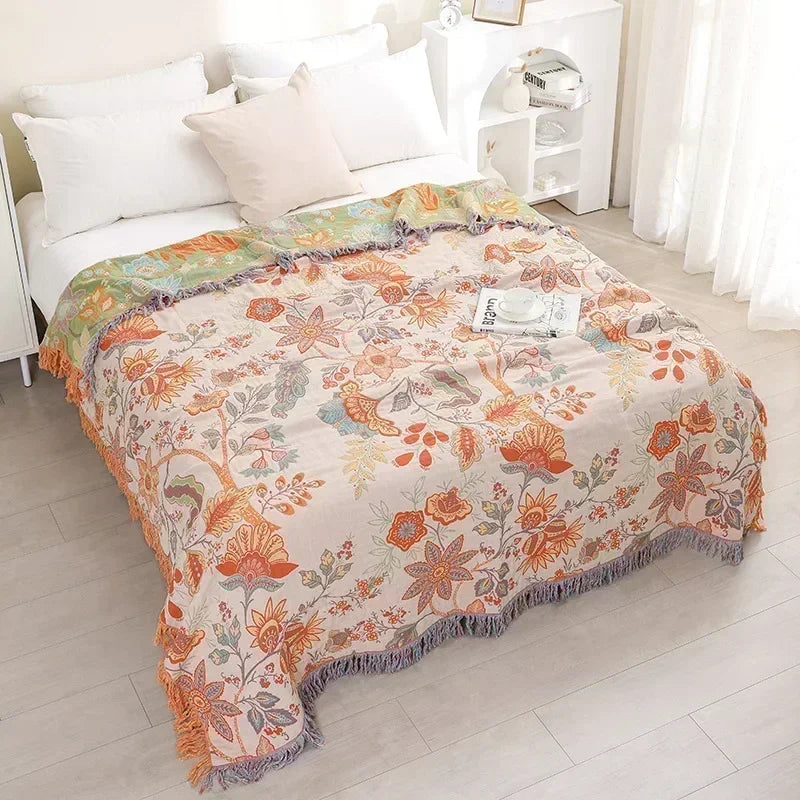 Japanese Throw Blanket Cotton Double Sided Sofa Cover Sofa Cushion Leisure Blanket Bedspread Four Seasons Cooling Quilt Sheet
