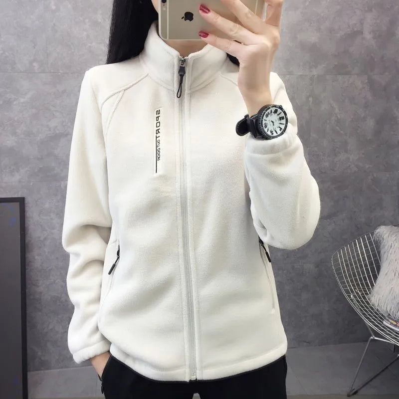 2024 Outono Inverno Casaco Feminino de Lã Engrossado para Exteriores Gola Alta Cardigã de Moletom Pelúcia Macia Quente Roupa Superior 1 - 3xl【 62.5-70kg 】 Vermelho